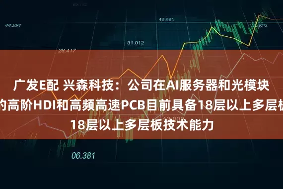 广发E配 兴森科技：公司在AI服务器和光模块方向使用的高阶HDI和高频高速PCB目前具备18层以上多层板技术能力